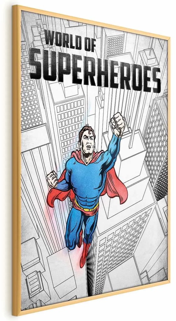 Plakat Superheroes 21x30 cm z ramą złotą bez marginesu ARTGEIST B