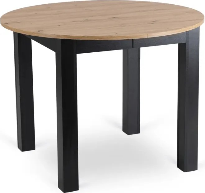 Zestaw Stół Okrągły Rozkładany HARRY 102-142 cm Dąb Artisan/Czarny i 6 Krzeseł Tapicerowanych ROBIN Szarych Nowoczesnych