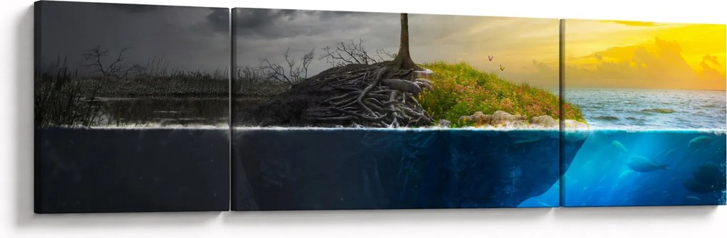 Obraz przedstawiający dwie strony (170x50 cm)