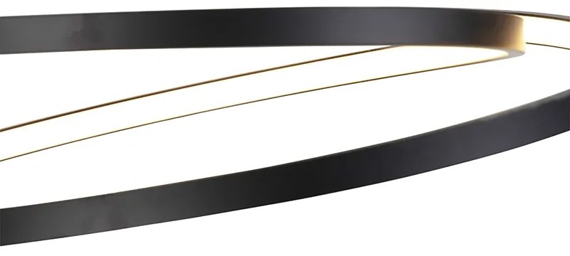 Designerska lampa wisząca czarna 55 cm z wbudowanym ściemnianym LED - RowanDesignerski Oswietlenie wewnetrzne