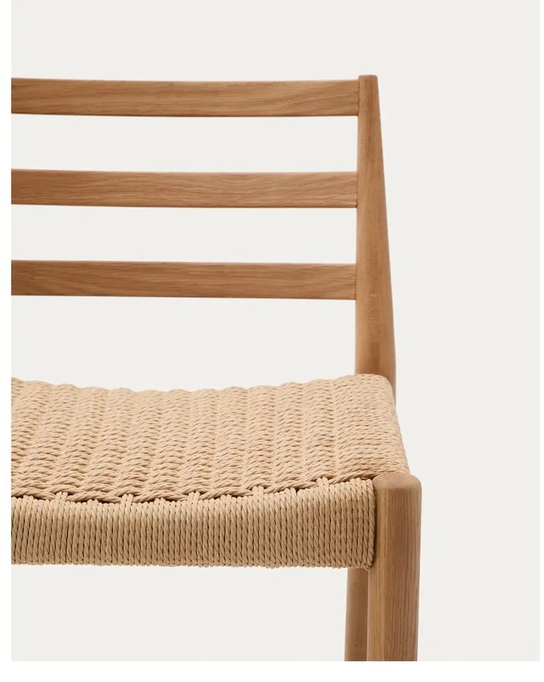 Hoker z litego drewna dębowego w naturalnym kolorze (wysokość siedziska 70 cm) Analy – Kave Home