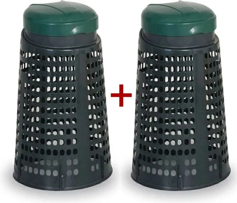 Plastikowy kosz na worki na odpady 120 L 1+1 GRATIS ciemnozielony