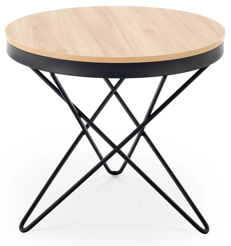 Ława okrągła MDF naturalny/czarny 60/55 LEILA