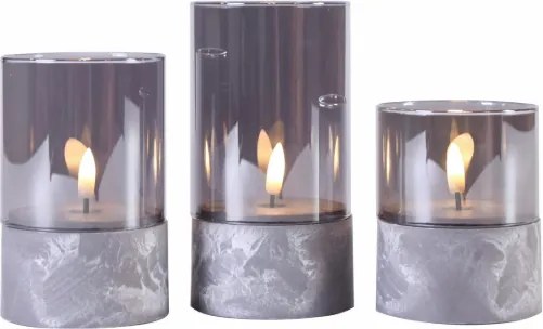 Zestaw świec LED w szklanych pojemnikach z timerem, 3 szt.