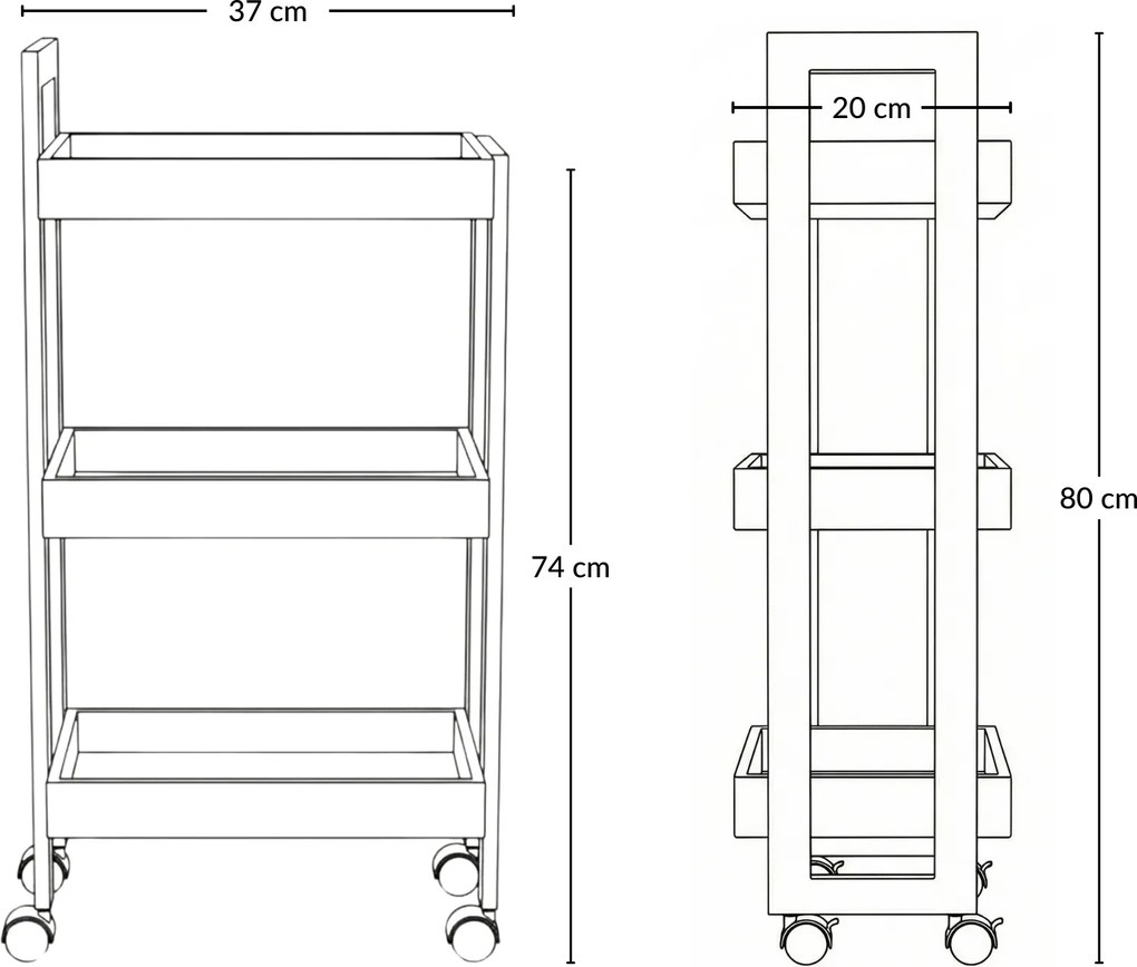 Wąski regał na kółkach ASEM, 80 cm
