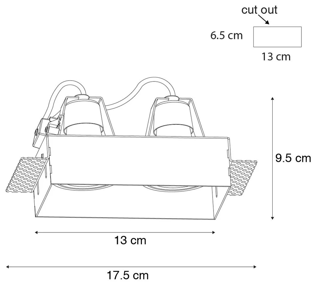 Zestaw 6 białych opraw wpuszczanych GU10 50 mm 2-punktowych bezramkowych - Oneon Nowoczesny Oswietlenie wewnetrzne