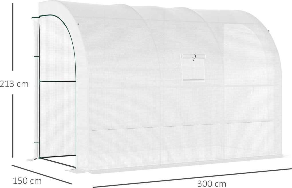 Outsunny Szklarnia ogrodowa z pokrywą foliową, UV-odporna, 3 poziomy, drzwi na zamku błyskawicznym, Biała