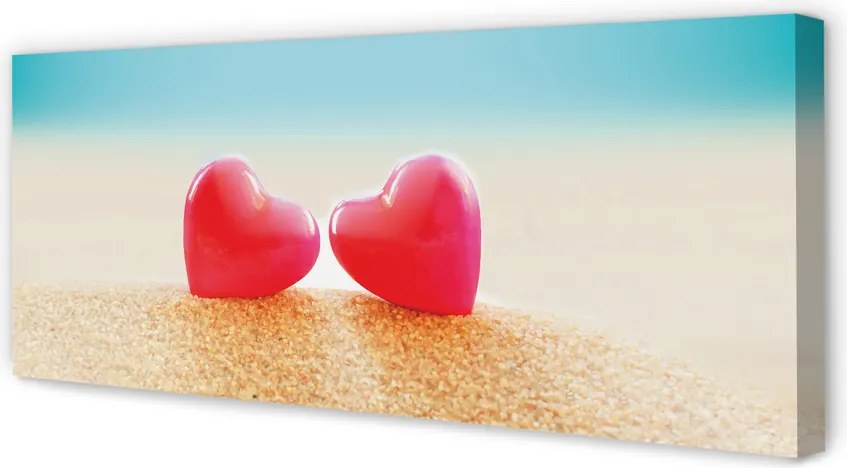 Obraz drukowany na płótnie Serca nad Morską Falą