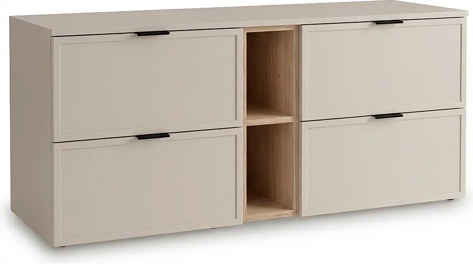 Kaszmirowa Szafka pod Umywalkę z Blatem i Regałem 140cm Fronty Ramka Roma