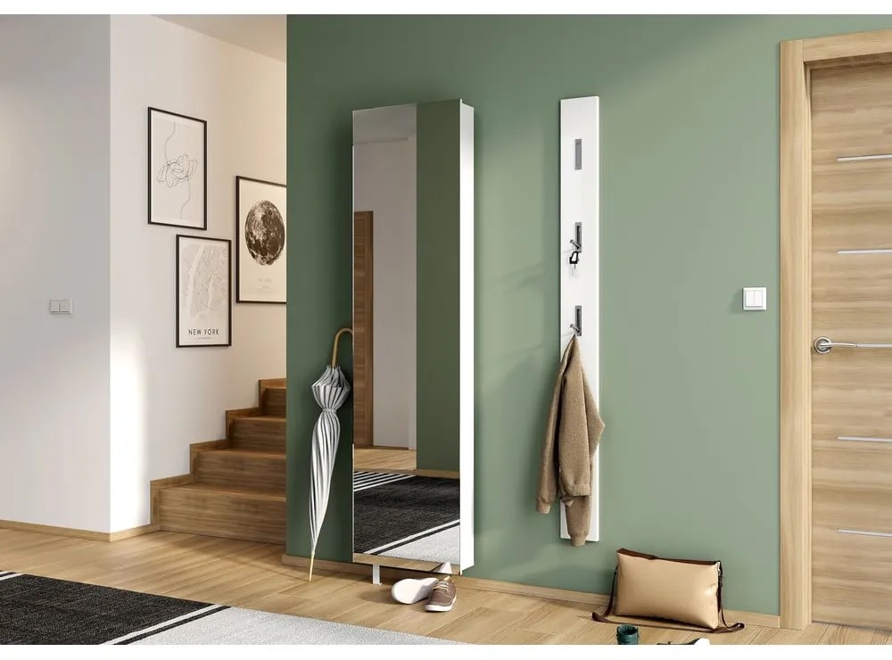 Biała szafka pod przedpokoju 50x195x18 cm Rotary – Germania