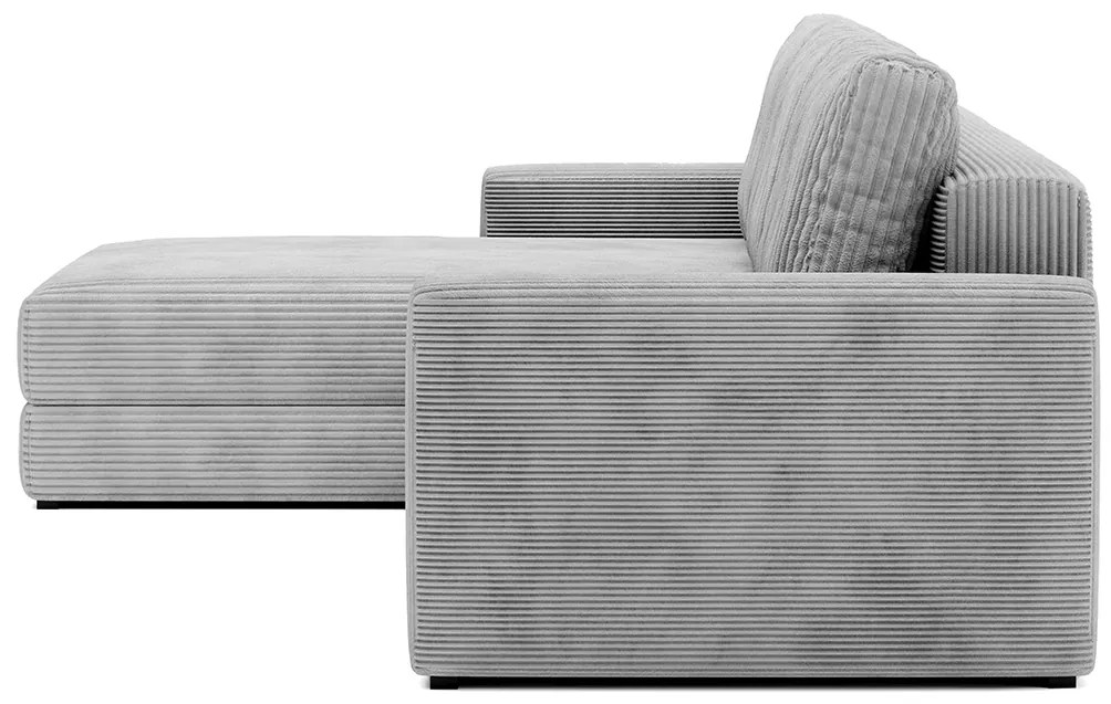 Sofa narożna, rozkładana NEVI szary sztruks 345/185/76