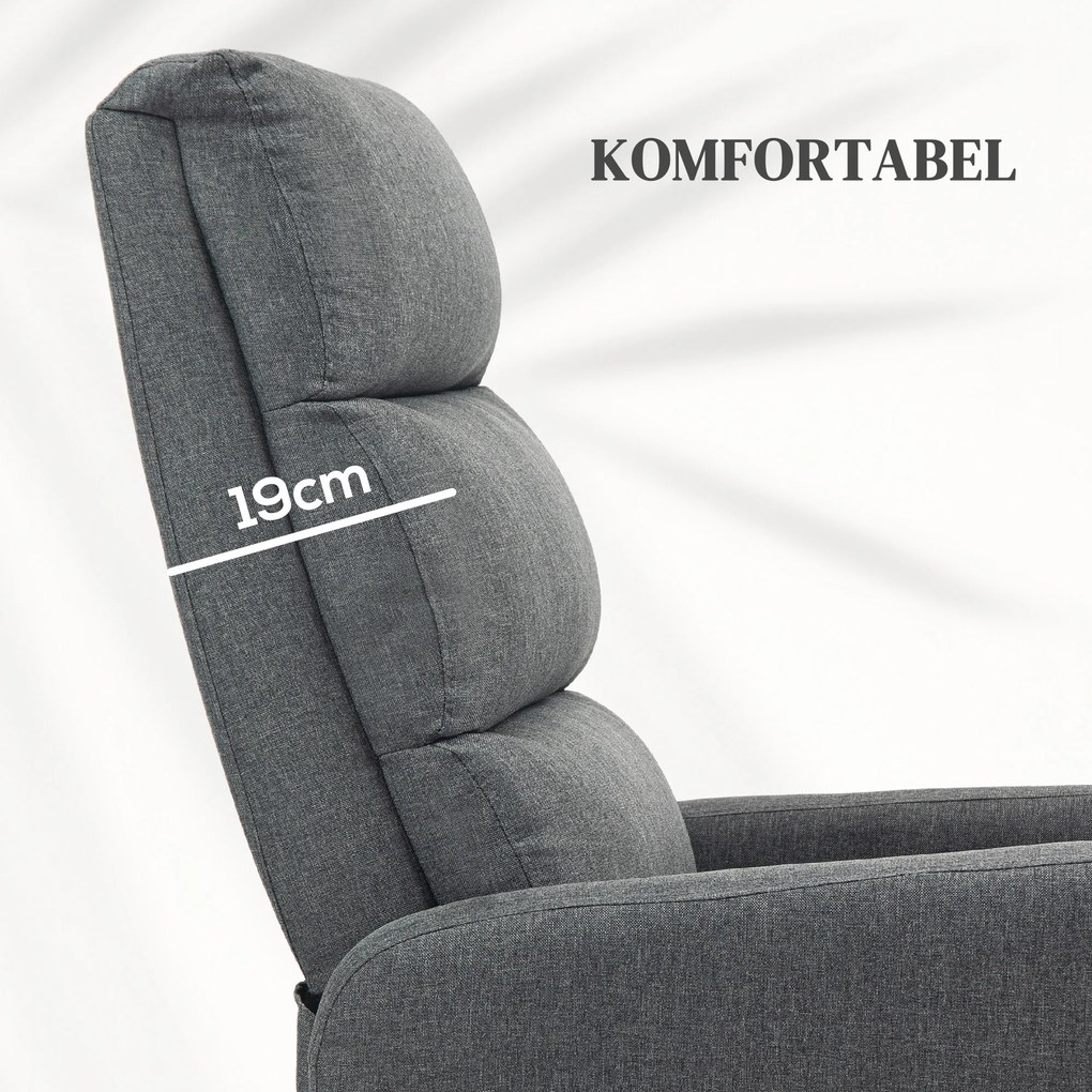HOMCOM Elektryczny fotel relaksacyjny z funkcją pomocy przy wstawaniu, pilotem, miękką pianką, boczną kieszenią, pokryciem w stylu lnu, Szary
