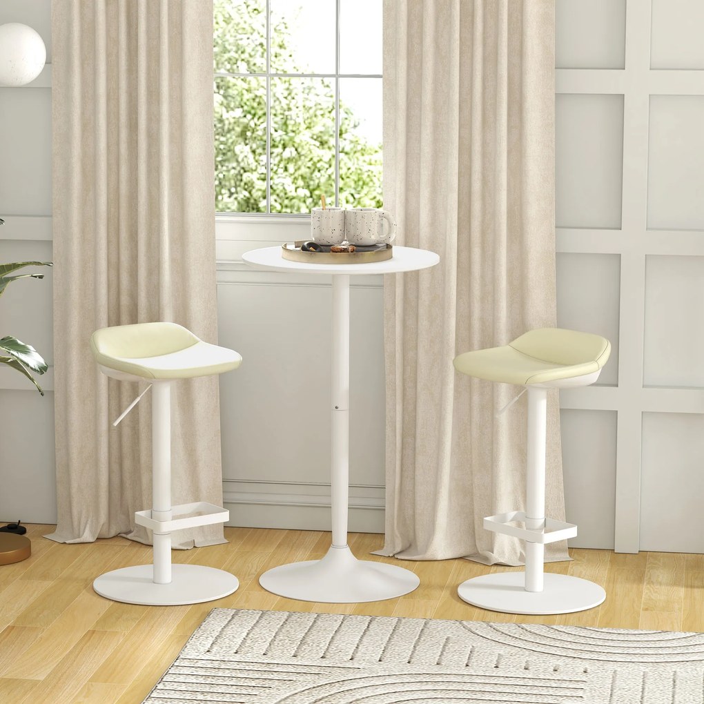 HOMCOM Okrągły stolik barowy biały stół kuchenny do salonu i jadalni stalowy Ø60 x 102 cm | Aosom PL