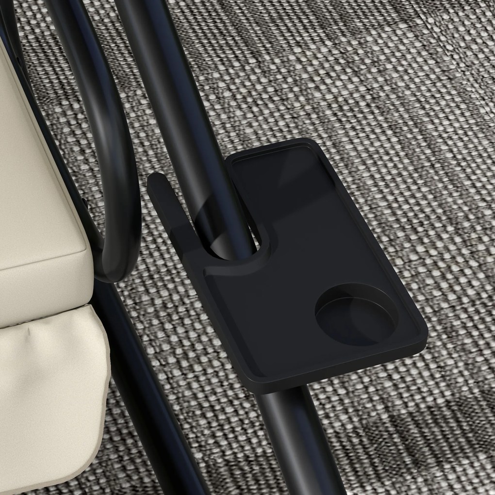 Outsunny 2-w-1 Huśtawka Ogrodowa z Funkcją Leżanki, Regulowany Daszek, do 340 kg, Stal, 200x120x164 cm, Kremowy