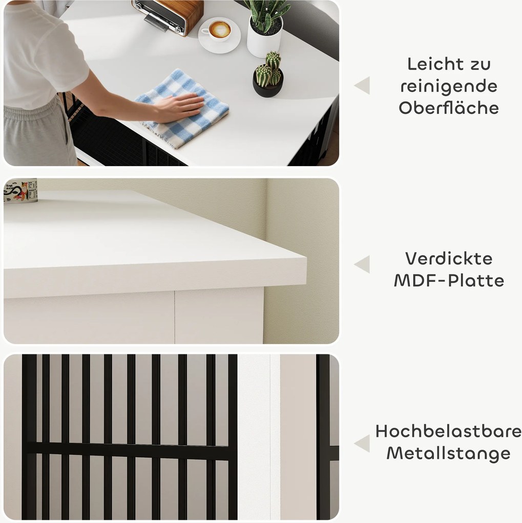 PawHut Duża klatka dla psa, łatwy dostęp, zamykana, obrotowy uchwyt na miski, dla małych i dużych psów, Biała