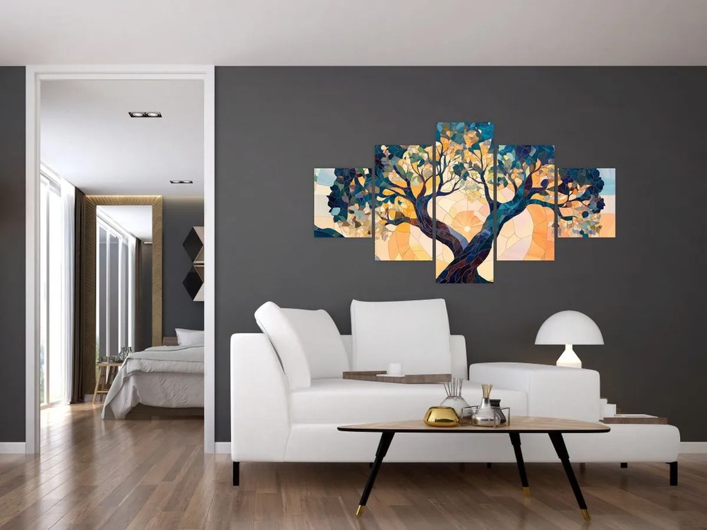 Obraz – Mozaika – słońce i drzewo II. (125x70 cm)