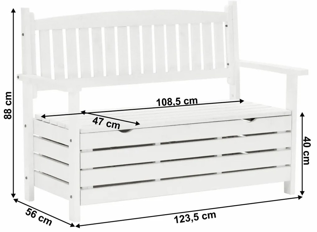 Ławka ogrodowa, biała, 123,5 cm, DILKA