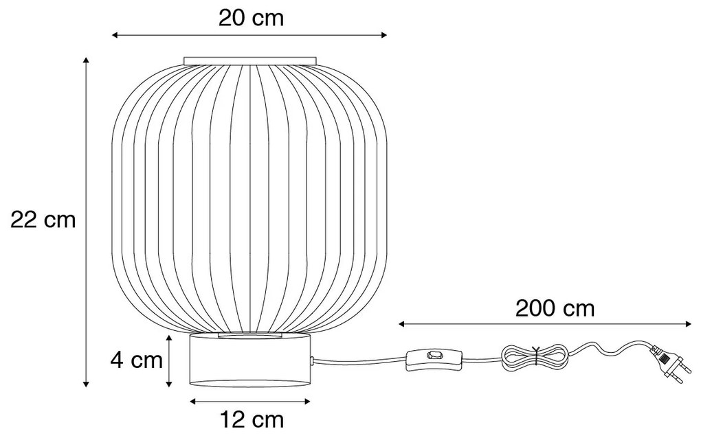 Lampa stołowa Art Deco czarna z przydymionym szkłem ze sznurem świetlnym E27 - Karel ArtDeco Oswietlenie wewnetrzne