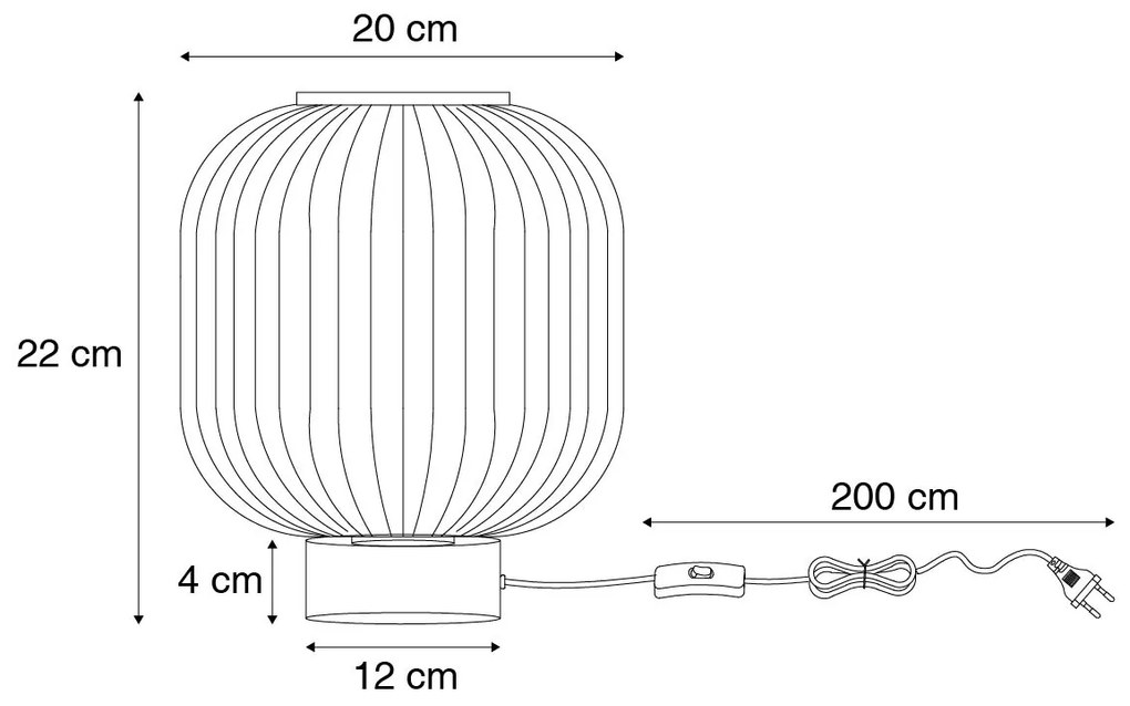 Lampa stołowa Art Deco czarna z przydymionym szkłem ze sznurem świetlnym E27 - Karel