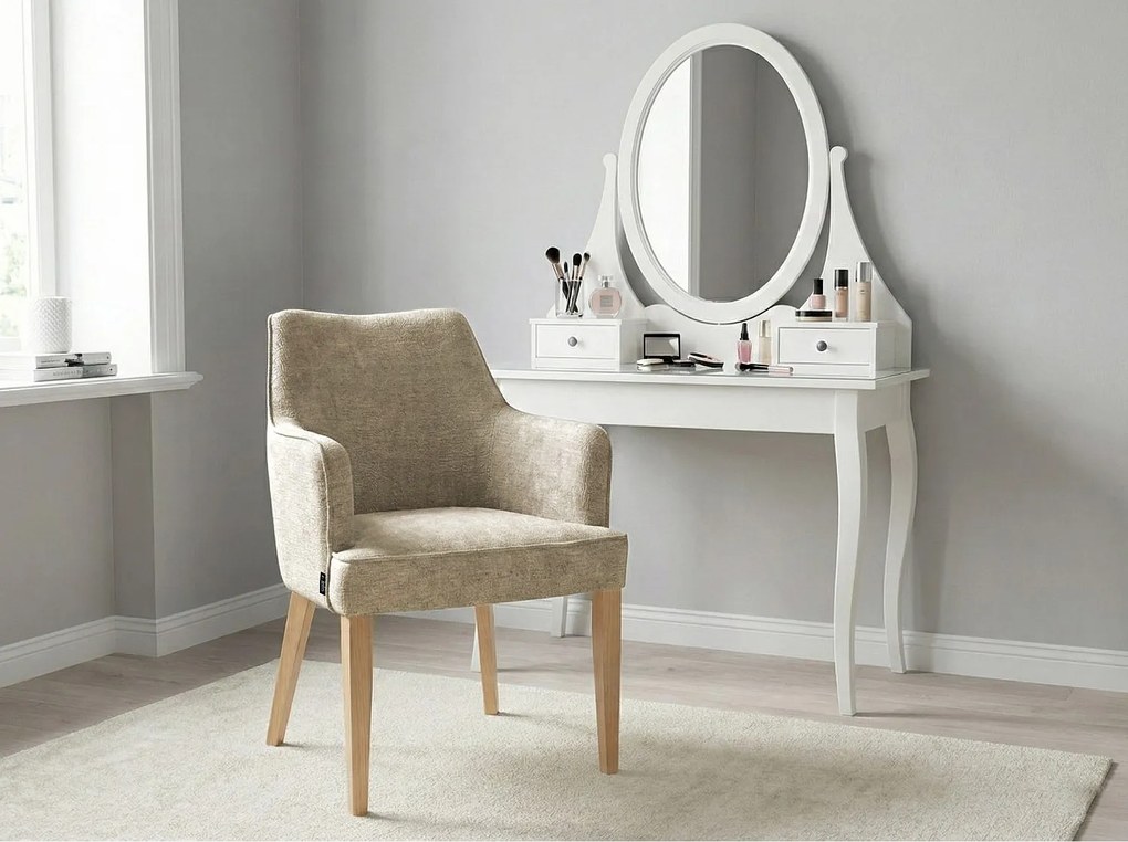 Nowoczesne krzesło Diamond z podłokietnikami i drewnianymi nogami