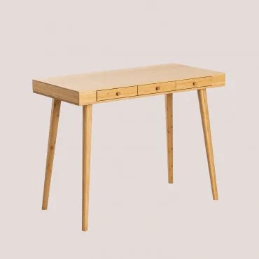 Biurko 100x50 Cm Z Bambusa Z Szufladami Takeo Miel - Sklum
