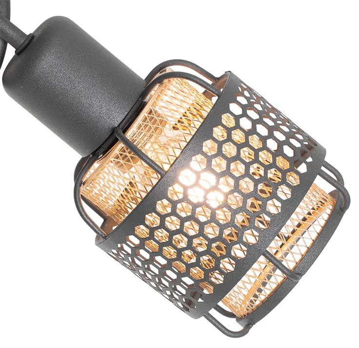 Designerska lampa sufitowa czarna ze złotem 3-światła - NoudDesignerski Oswietlenie wewnetrzne