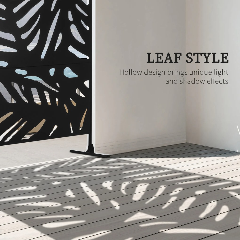 Outsunny Ściana Osłonowa Osłona Prywatności do Zewnętrznego Użytku, 122 cm x 45 cm x 198 cm, Czarna