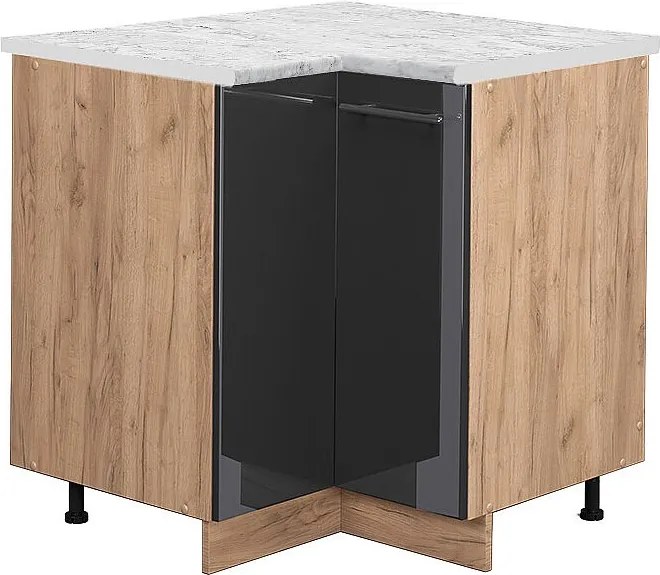 Szafka narożna antracyt wysoki połysk 80.5x60x82 fame-line