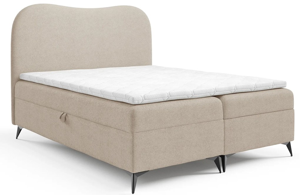 Beżowe łóżko kontynentalne z pojemnikiem 5 rozmiarów K4-M41