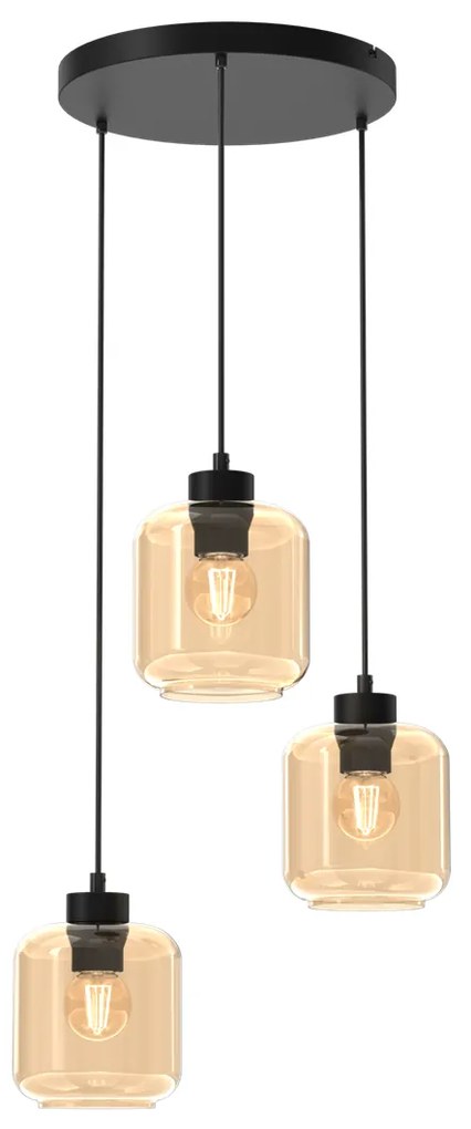 Lampa wisząca SOMBRA AMBER 3xE27, potrójna, 3 klosze, na kole