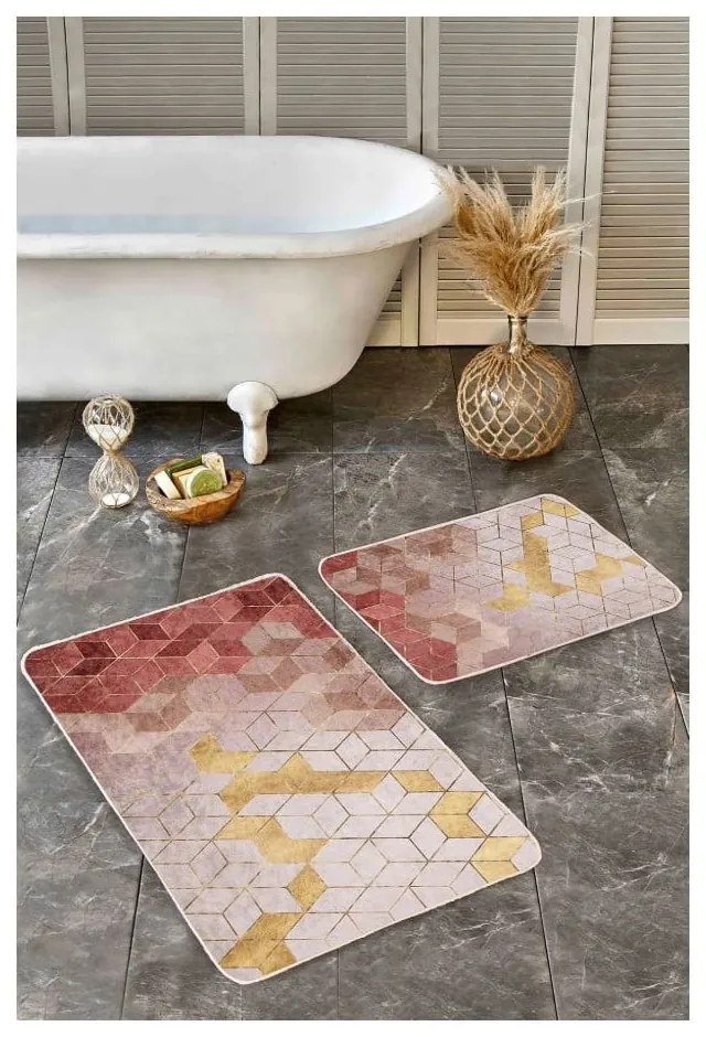 Różowe aksamitne dywaniki łazienkowe zestaw 2 szt. 60x100 cm – Mila Home