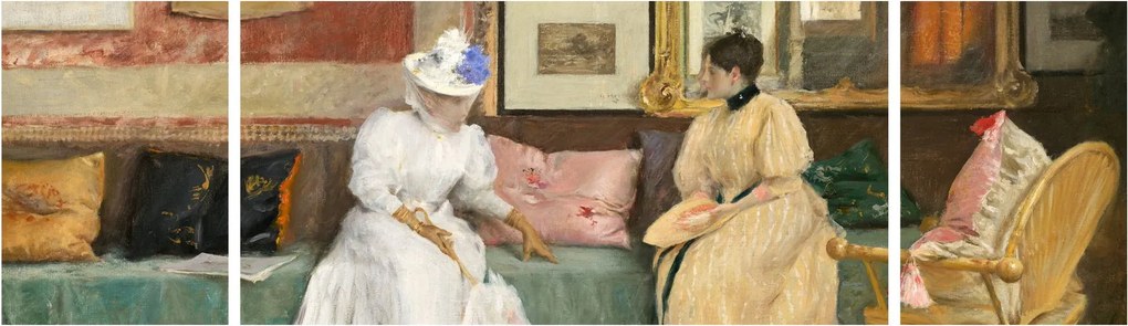 Obraz - William Merritt Chase, A Friendly Call, reprodukcje (170x50 cm)