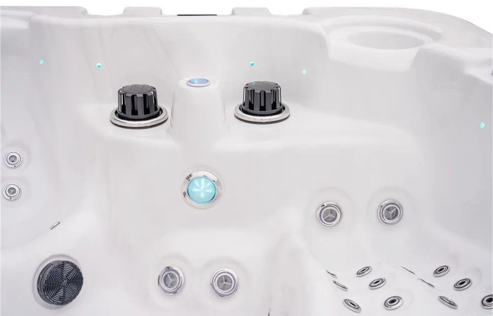 JACUZZI OGRODOWE PREMIUM WANNA SPA 5-OSOBOWA WHITE OBUDOWA BROWN LED 230x230 CM