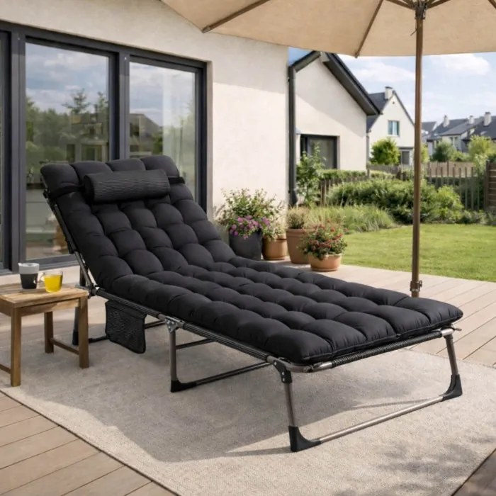 Leżak Ogrodowy VENUS 190x73 cm Czarny