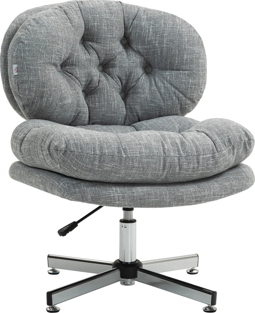 HOMCOM Fotel biurowy bez podłokietników, wygodne krzesło biurowe z tapicerowanym siedziskiem i regulowaną wysokością, Szary