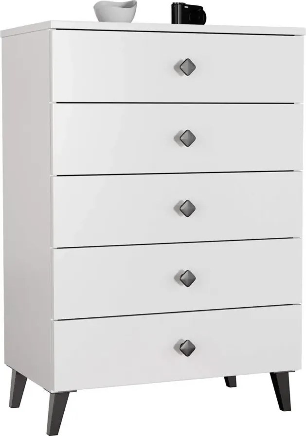 Biała Komoda Z Szufladami Na Nóżkach P2-S52