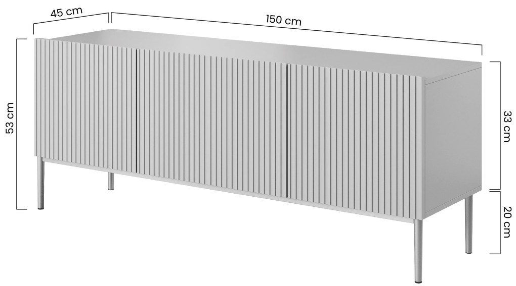Szafka RTV z szufladą Nicole 150 cm - kaszmir / czarne nóżki