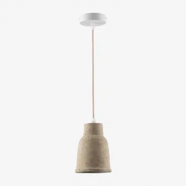 Lampa Sufitowa Wisząca Z Terakoty Sainza Ø14 Cm & Kremowa Tapioca - Sklum