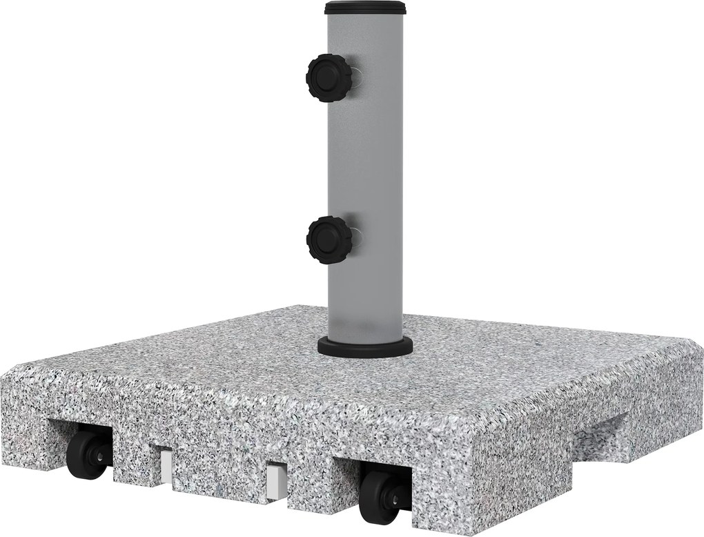 Outsunny Podstawa pod Parasol z Granitu, 28 kg, Koła, dla Masztów 32/38/48mm, Szary