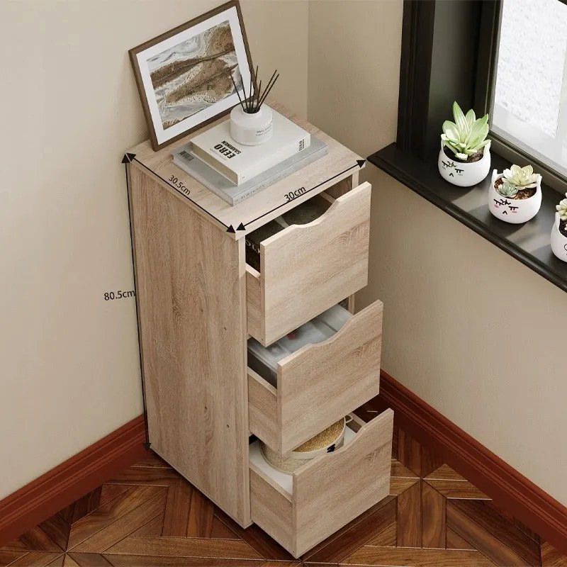 Szafka słupek z szufladami rustykalny dąb komoda stojąca wąska pojemna loft