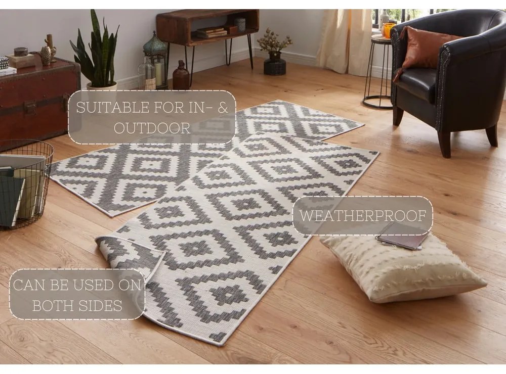 Szary chodnik dwustronny NORTHRUGS Malta, 80x345 cm