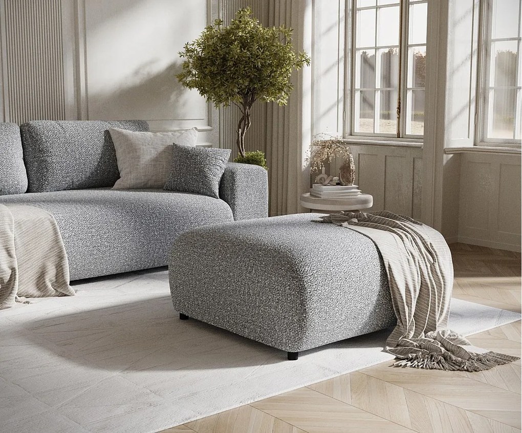 Puf w tkaninie boucle Zanzibar - 88x88 cm - szary