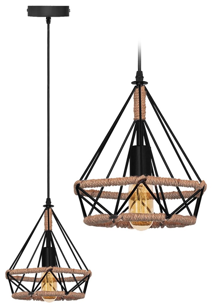 Lampa sufitowa geometryczna wisząca w stylu loft boho sznur APP679-1CP