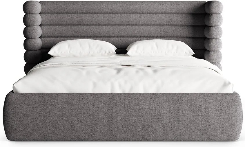 Ciemnoszare tapicerowane łóżko dwuosobowe ze schowkiem ze stelażem 180x200 cm Mount – Micadoni