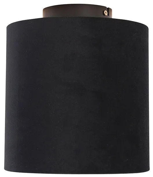 Lampa sufitowa z czarnym i złotym abażurem z aksamitu 20 cm - Combi Black klasyczny/Antyczny Oswietlenie wewnetrzne