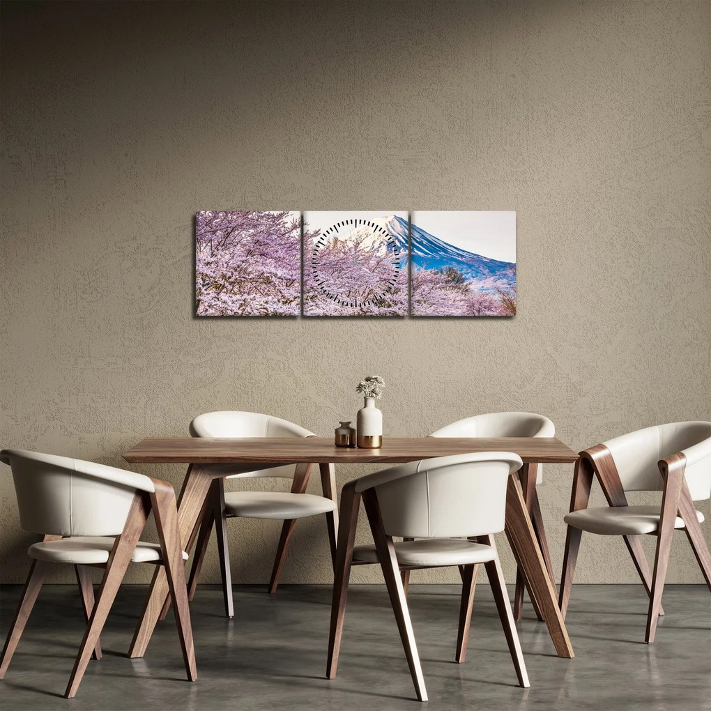 Obraz - Japonia wiosną (z zegarem) (90x30 cm)