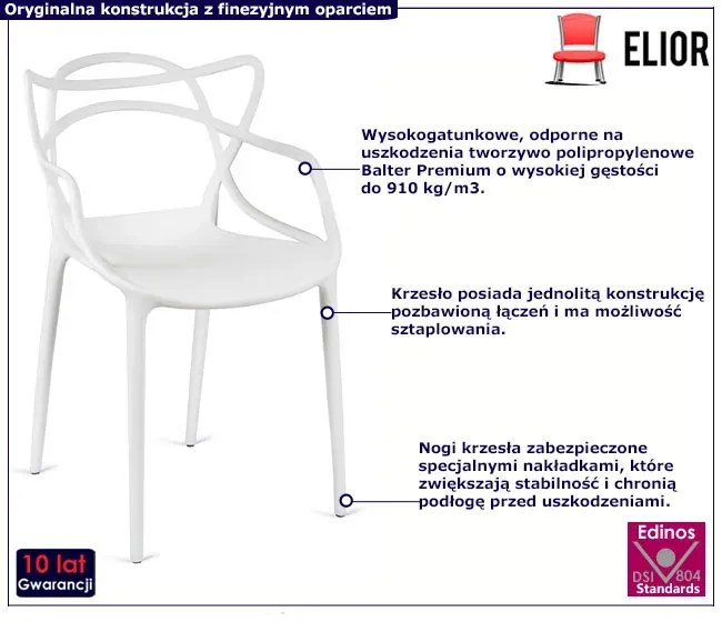 Białe sztaplowane minimalistyczne krzesło - Amesta