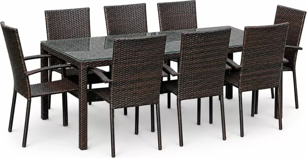 Zestaw mebli ogrodowych Rustico dostępny w 3 kolorach - stół, 8 krzeseł