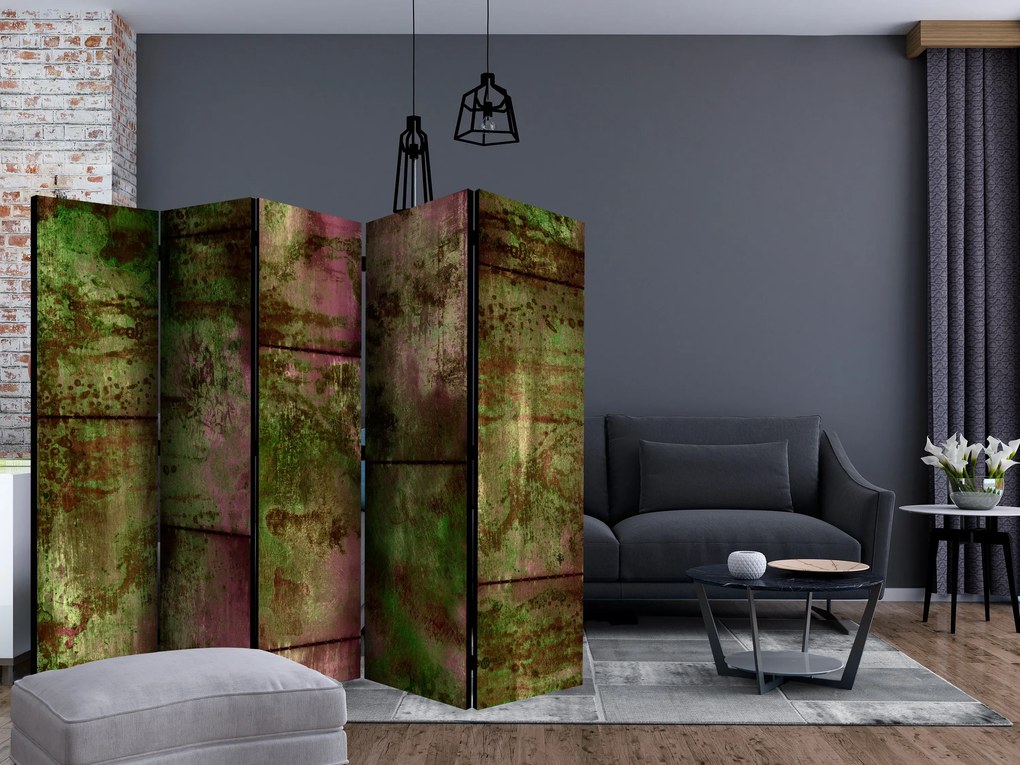 Parawan dwustronny Tła i desenie 225x172 cm 5-częściowy zielony ARTGEIST B