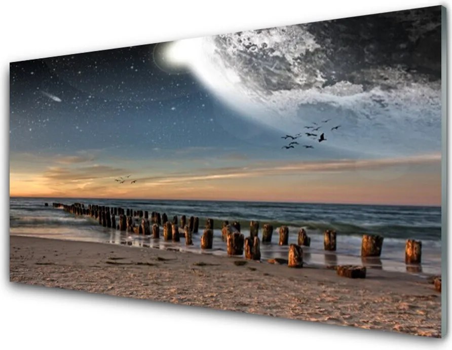 Szkło do Kuchni na Ścianę Bezkresny Błękit Oceanu